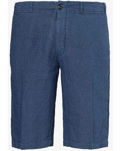 Corneliani Folded-hem Mid-rise Stretch-woven Shorts - Blue