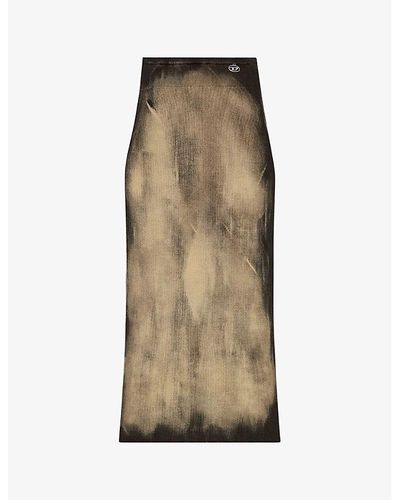 DIESEL M-delma Bleached-effect High-rise Stretch-knit Maxi Skirt - Natural