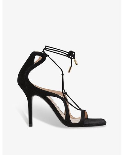 Reiss Kate Cross-strap Leather Heeled Sandals - Black