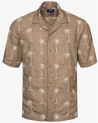 Eton Resort Embroidered Relaxed-fit Linen Shirt - Natural