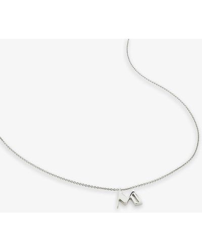 Monica Vinader M Letter-charm Recycled Sterling-silver Pendant Necklace - White