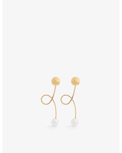 Dries Van Noten Abstract-charm Brass Drop Earrings - Metallic