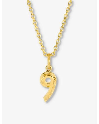 Rachel Jackson Symbolic Number Nine 22ct Yellow- Plated Sterling-silver Pendant Necklace - Metallic