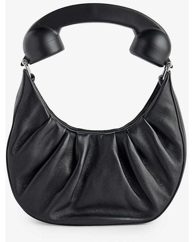 Puppets and Puppets Phone Leather Shoulder Bag - Black