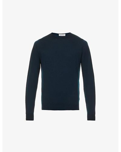 John Smedley Lundy Crewneck Wool Sweater X - Blue