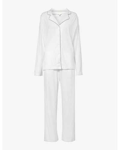 Skin Cayla Relaxed-fit Organic Cotton-jersey Pajama Set - White