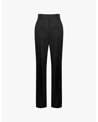 Reiss Haisley Flared-leg Mid-rise Stretch Wool-blend Pants - Black