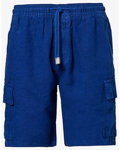 Vilebrequin Bermuda Brand-patch Linen Shorts Xx - Blue