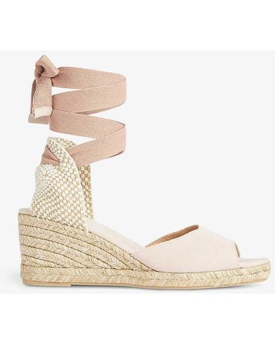 LK Bennett Marianne Espadrille Suede Wedges - Natural