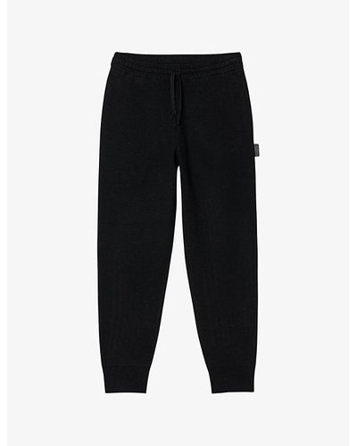 Sandro Logo-patch Regular-fit Stretch-woven jogging Bottoms - Black