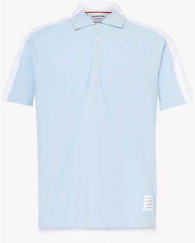 Thom Browne Brand-patch Cotton Polo Shirt X - Blue