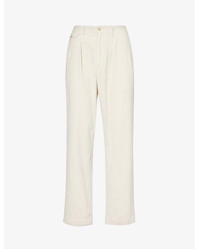 Polo Ralph Lauren Brand-patch Tapered-leg High-rise Cotton Pants - White