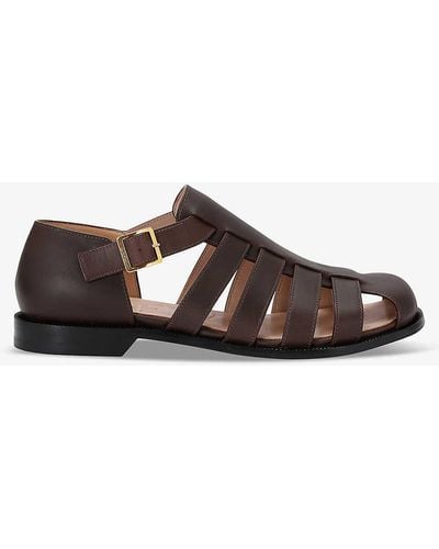 Loewe Campo Buckled Leather Sandals - Brown