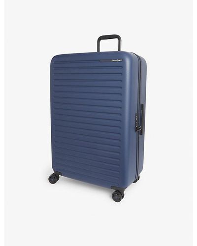Samsonite Vy Sam Stackd Spinner Hard Case 4 Wheel Shell Cabin Suitcase - Blue