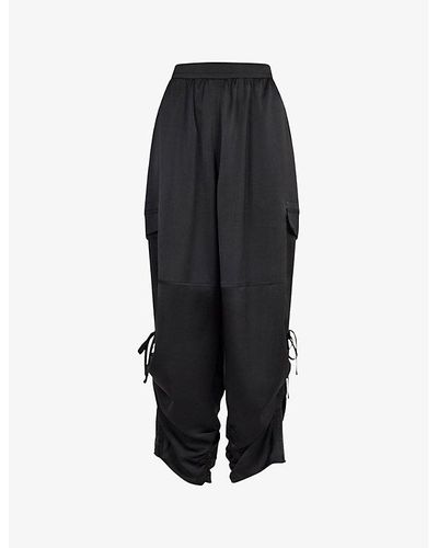 AllSaints Kaye Oversized Tapered High-rise Recycled Polyester-blend Cargo Trouser - Black