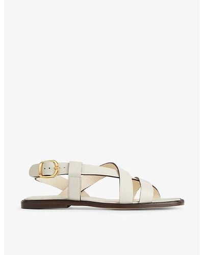 LK Bennett Telma -strap Flat Leather Sandals - White