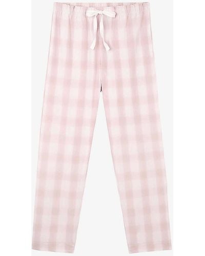 The White Company Relaxed-fit Omschecked Organic-cotton Pyjama Bott X - Pink