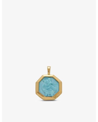 Monica Vinader St. Christopher Recycled 18ct Yellow Gold-plated Vermeil Sterling-silver And Turquoise Pendant - Blue