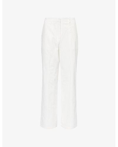 4th & Reckless Tilde Welt-pocket Straight-leg Mid-rise Cotton Pants - White