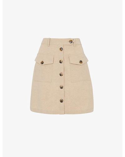 Whistles High-waist Linen Mini Skirt - Natural