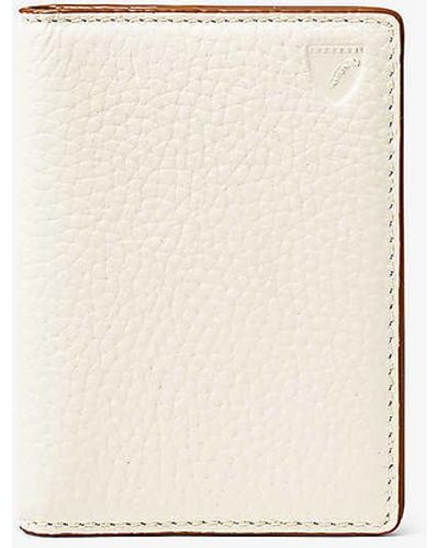 Aspinal of London Double-fold Logo-embossed Leather Card Case - White