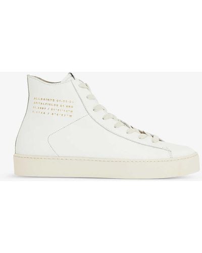 AllSaints Tana Logo-print Leather High-top Trainers - Natural