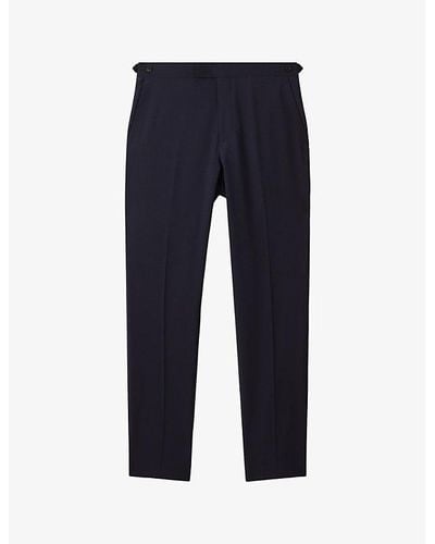 Reiss Hope Modern-fit Mid-rise Wool-blend Trousers - Blue
