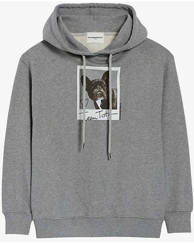 Claudie Pierlot Dog-print Relaxed-fit Cotton Hoody - Grey