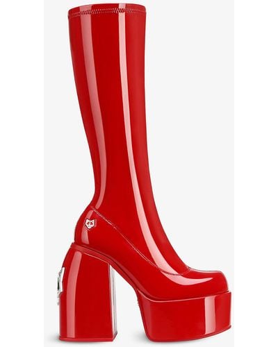 Naked Wolfe Spice Faux-leather Knee-thigh Heeled Boots - Red