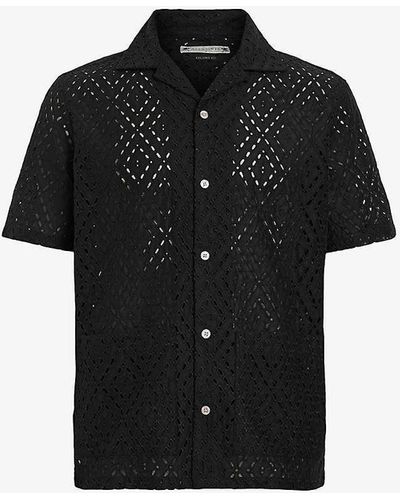 AllSaints Quinta Embroidered Relaxed-fit Organic-cotton Shirt X - Black