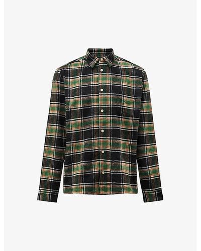 AllSaints Commune Checked Relaxed-fit Woven Flannel Shirt X - Green