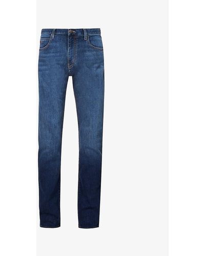 Emporio Armani Regular-fit Straight-leg Stretch-denim Jeans - Blue