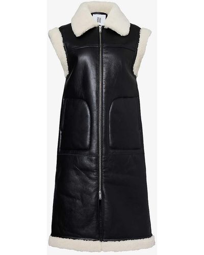 Anne Vest Tiffany Contrast-trim Regular-fit Shearling Gilet - Black