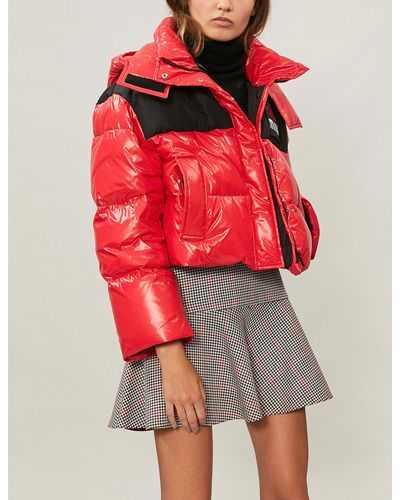 Miu Miu Cropped Shell-down Puffer Coat - Red