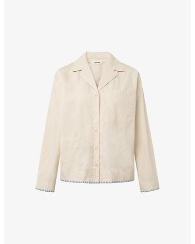 Nué Notes Hardy Embroidered-trim Cotton Shirt - Natural