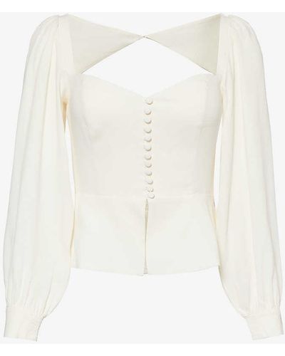 Reformation Katana Sweetheart-neckline Woven-blend Top - White