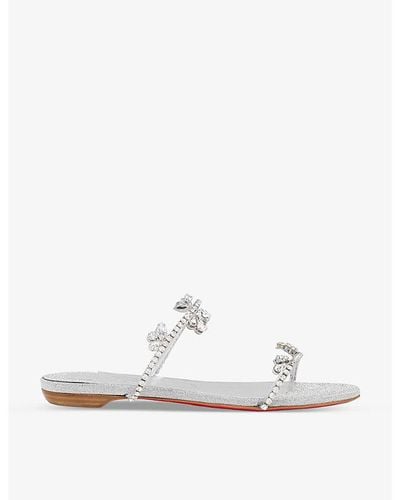 Christian Louboutin Just Queenie Glitter-leather And Pvc Sandals - White
