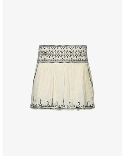 Isabel Marant Picadilia Embroidered Cotton Mini Skirt - Natural