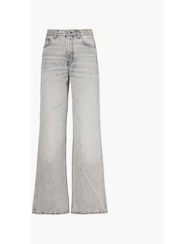Haikure Korea Logo Leather-patch Straight-leg High-rise Denim Jeans - Grey