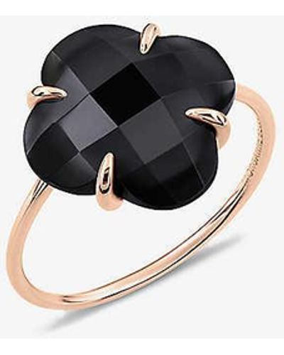 The Alkemistry Morganne Bello Clover 18ct Rose-gold And 4.02ct Black Onyx Ring - White
