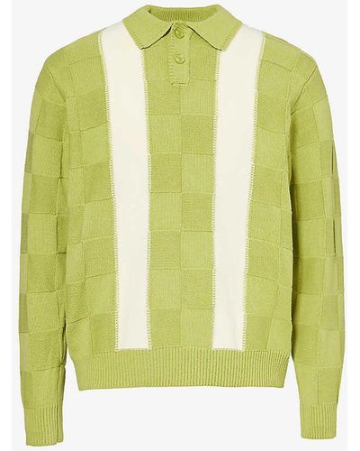 Obey Albert Contrast-stripe Cotton-knit Polo Shirt - Green