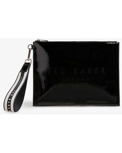 Ted Baker Bethans Patent Faux-leather Pouch - Black