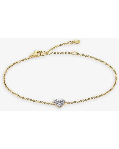 Monica Vinader Heart 18ct -plated Vermeil Sterling-silver And 1.41ct Lab-grown Diamond Bracelet - Natural