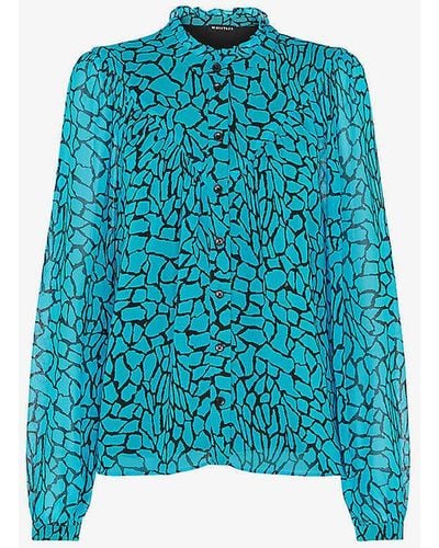 Whistles Terrazzo Patterned Woven Blouse - Blue