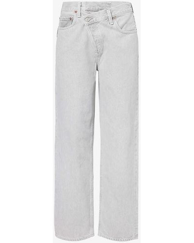 Agolde Criss Cross Wide-leg Mid-rise Organic-cotton Jeans - White