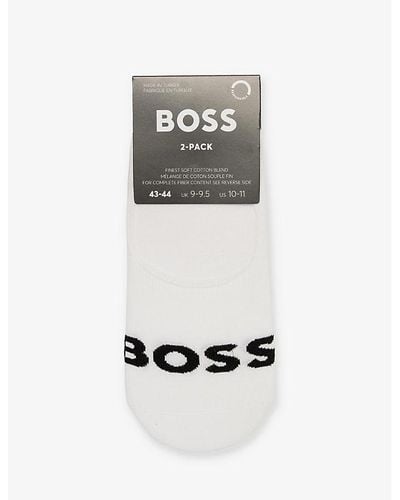 BOSS Logo Text-pattern Pack Of Two Stretch-cotton Blend Socks - Metallic