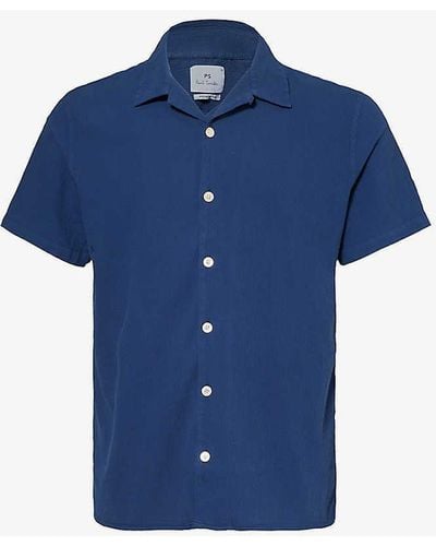 PS by Paul Smith Revere-collar Short-sleeved Stretch-cotton Shirt Xx - Blue