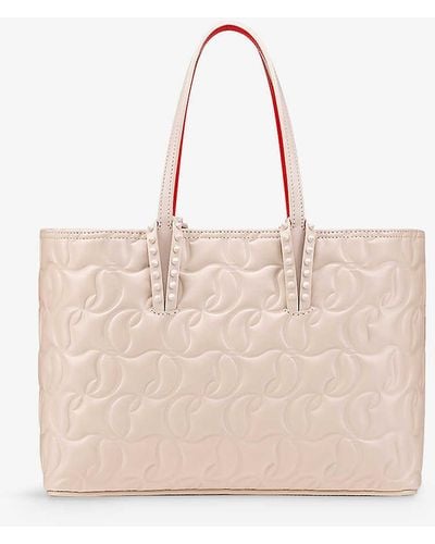 Christian Louboutin Cabata Logo-embossed Small Leather Tote Bag - Natural