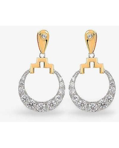 V By Laura Vann Bianca 18ct Yellow -plated Recycled Sterling-silver And Cubic Zirconia Drop Earrings - White