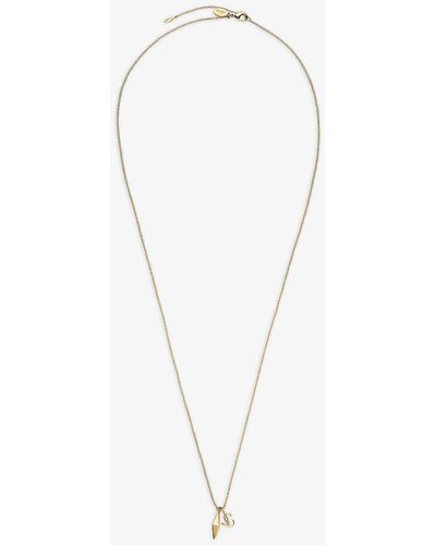 Jimmy Choo Diamond Jc Logo-embellished -tone Brass Pendant Necklace - White